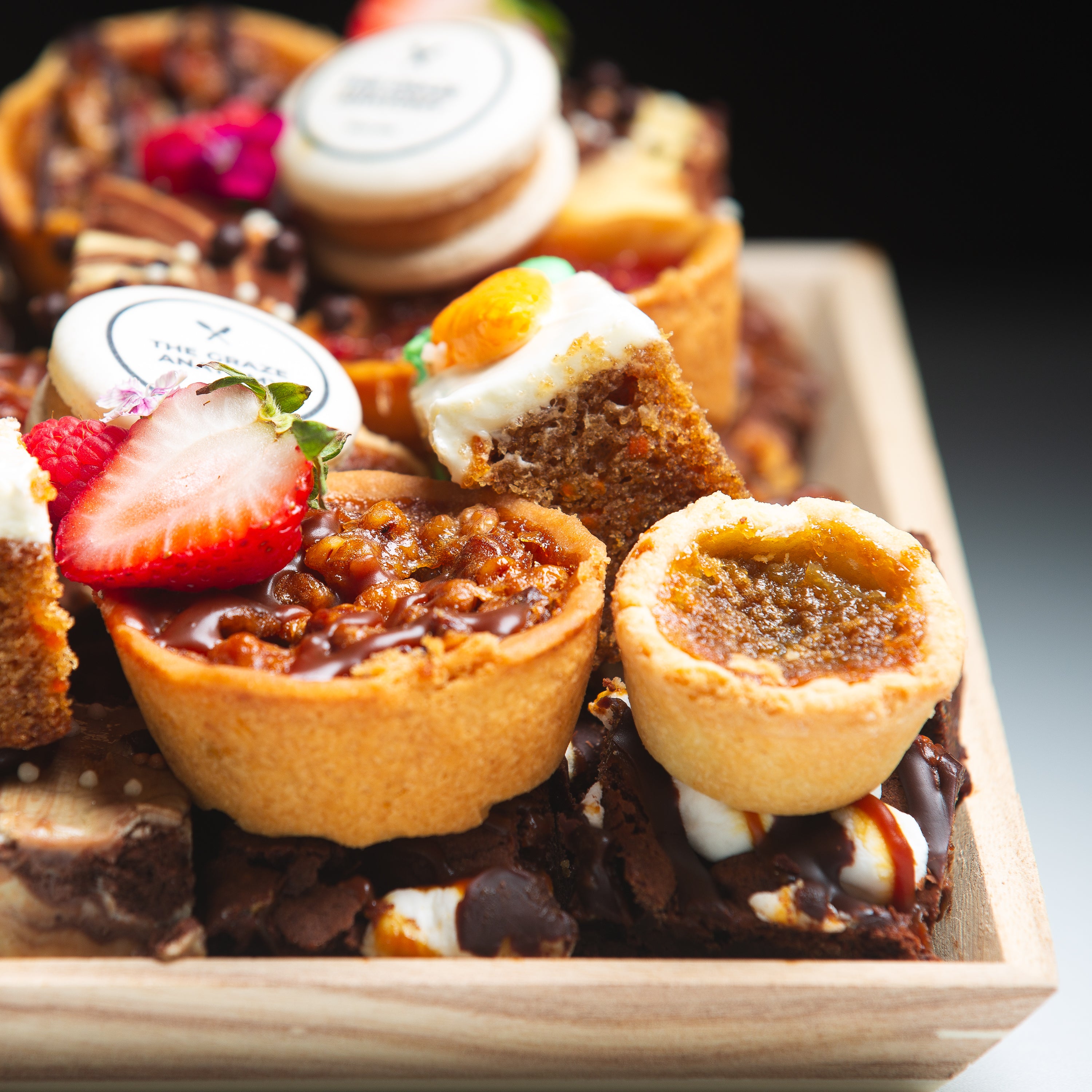 Butter Tarts, Carrot Cake, Macaroons by The Graze Anatomy on their small holiday dessert board