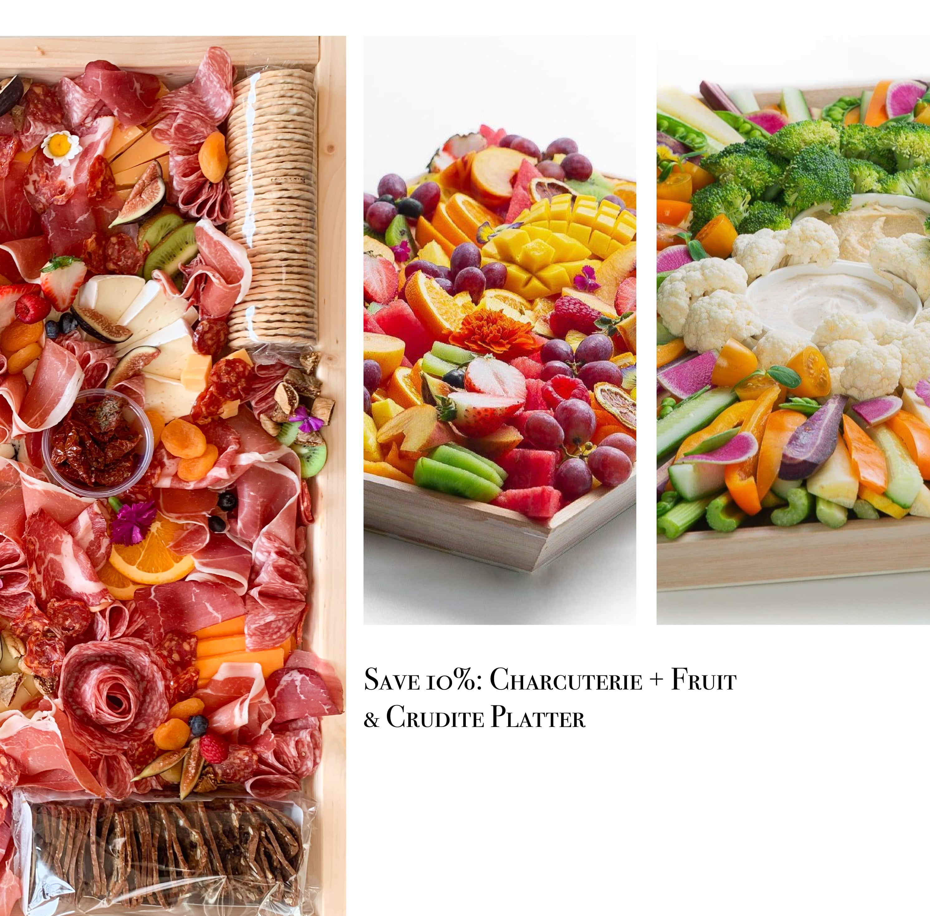 Save 10%: 50-60 Guests Charcuterie + Fruit & Crudités Platter Bundle