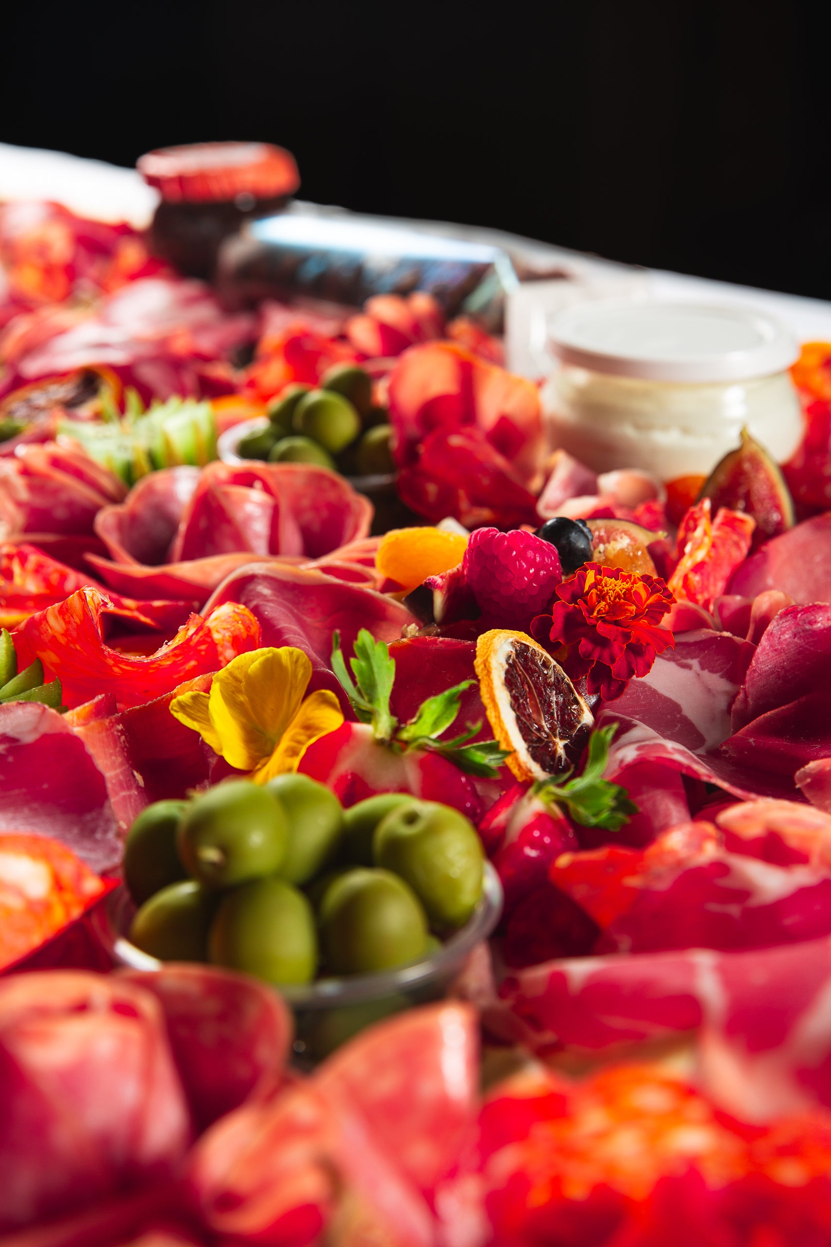 Close up of 6 foot charcuterie board by The Graze Anatomy - Charcuterie Boards Toronto