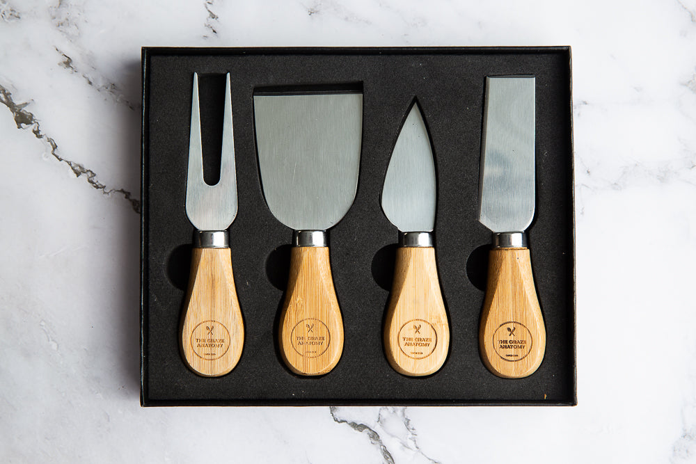 Cheese Knife Set. Perfect for our charcuterie boards boxes and grazing boxes and platters. Now with same day delivery.