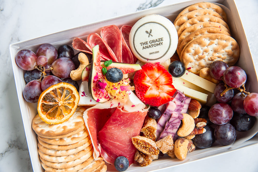 Mini Charcuterie Box by The Graze Anatomy. Perfect charcuterie for corporate catering. 